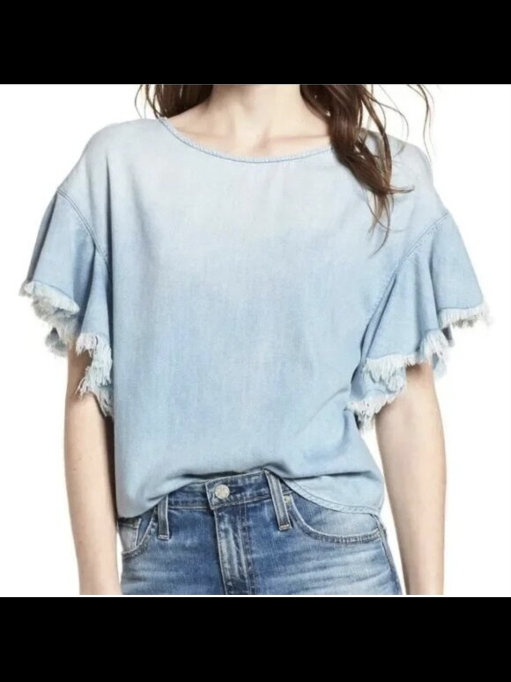 🪽 AG Adriano Goldschmied Women's Tawny Raw Hem Denim Tee